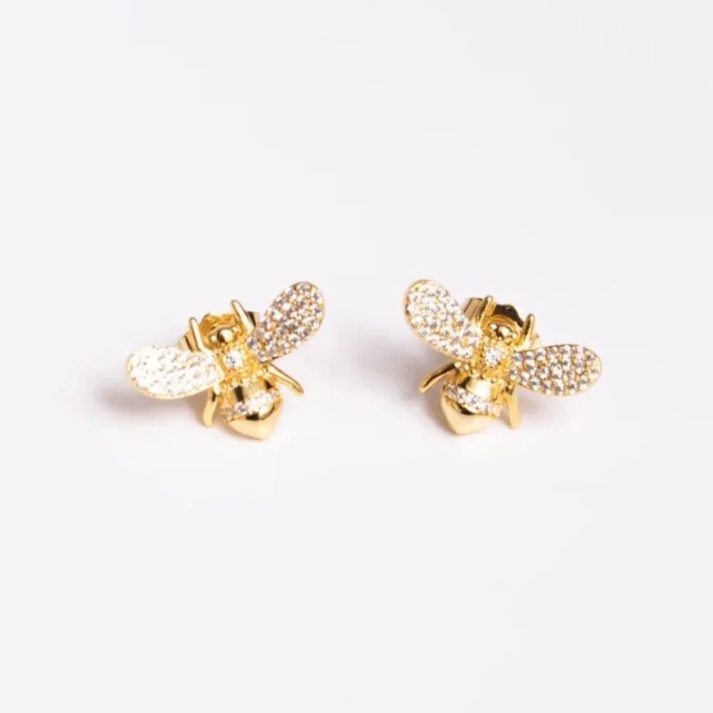 gold bees stud earrings H115